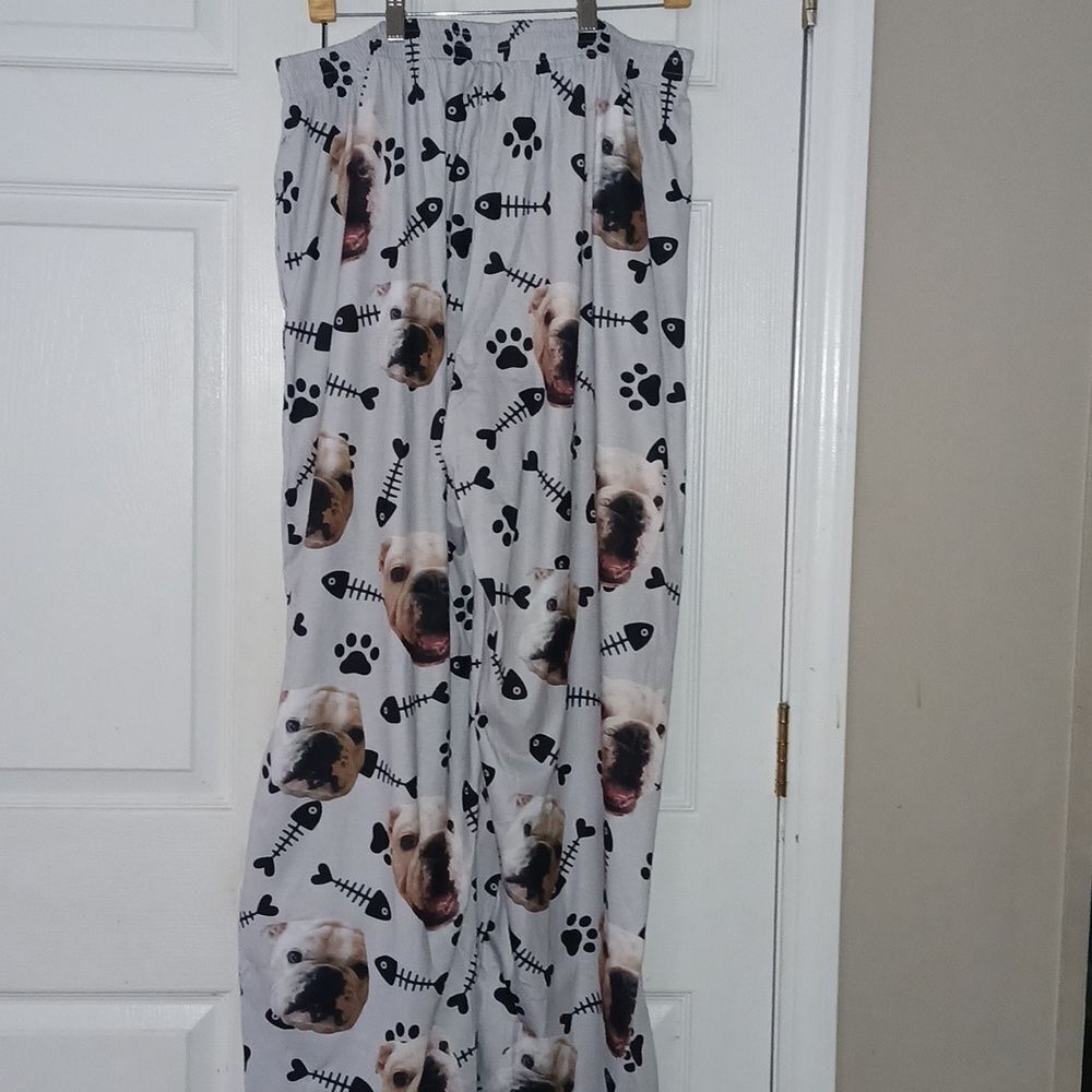 Dog face print gray black lounge pants pajama bottoms Sz XL NWOT - Picture 5 of 8